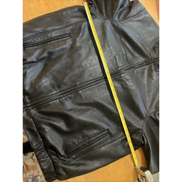 VTG Izod Leather Bomber Jacket Mens XL Dark Brown Lined interior pockets Zip - Picture 6 of 15